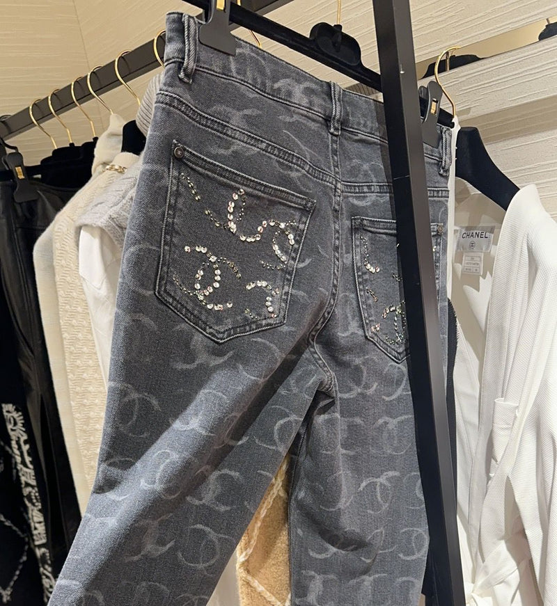 GREY SEQUIN JEANS